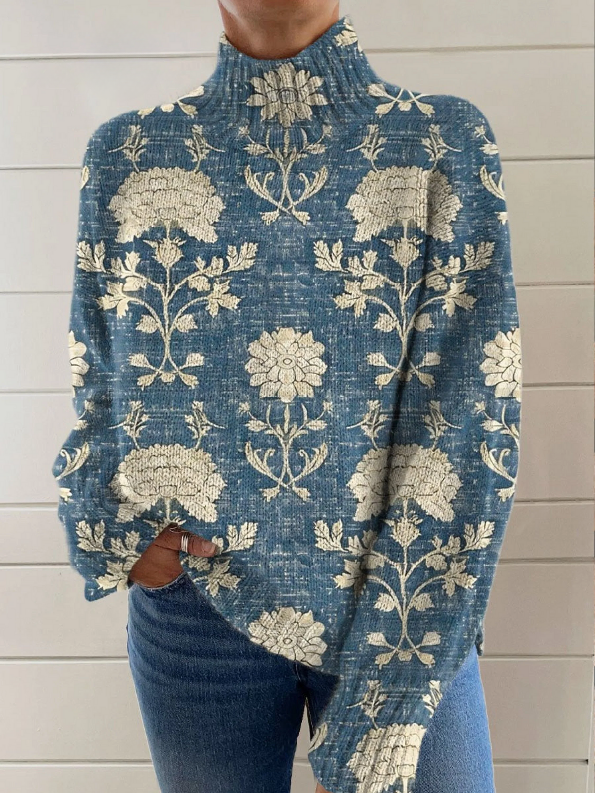 Susana - Suéter vintage de mujer con hermoso estampado floral