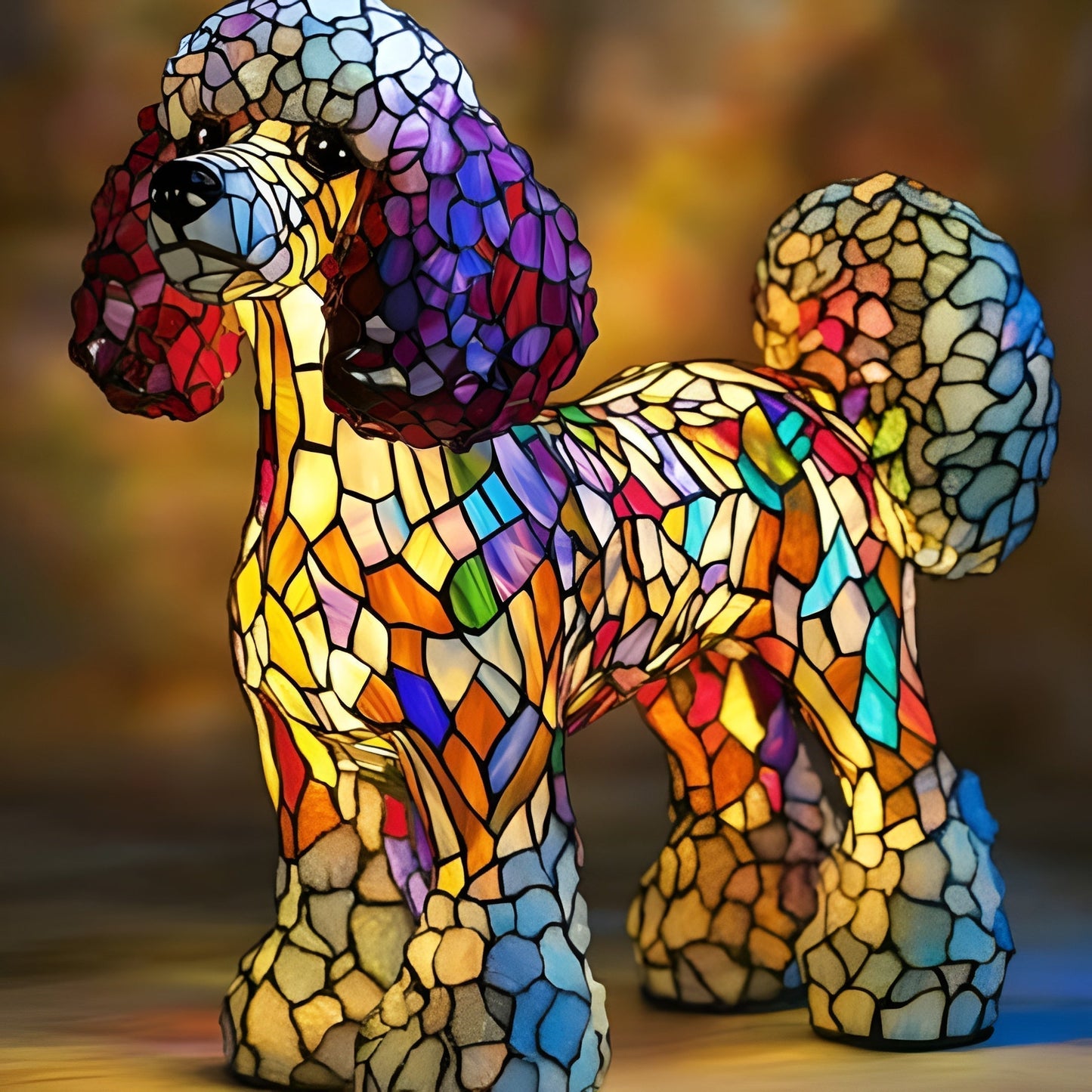 Pépette - Lámpara de perro de vidrio de colores mágicos