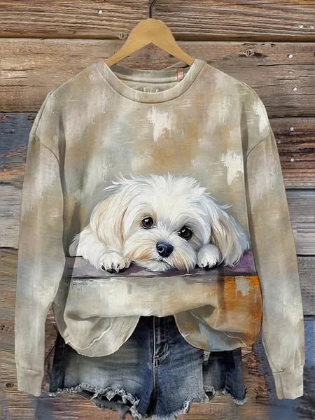 Mila - Sudadera de mujer con mangas largas en estilo retro Patchwork Arte Animal Impresión Casual Comfort (kopie)