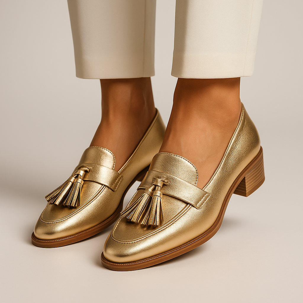 Celeste | Mocasines Dorados