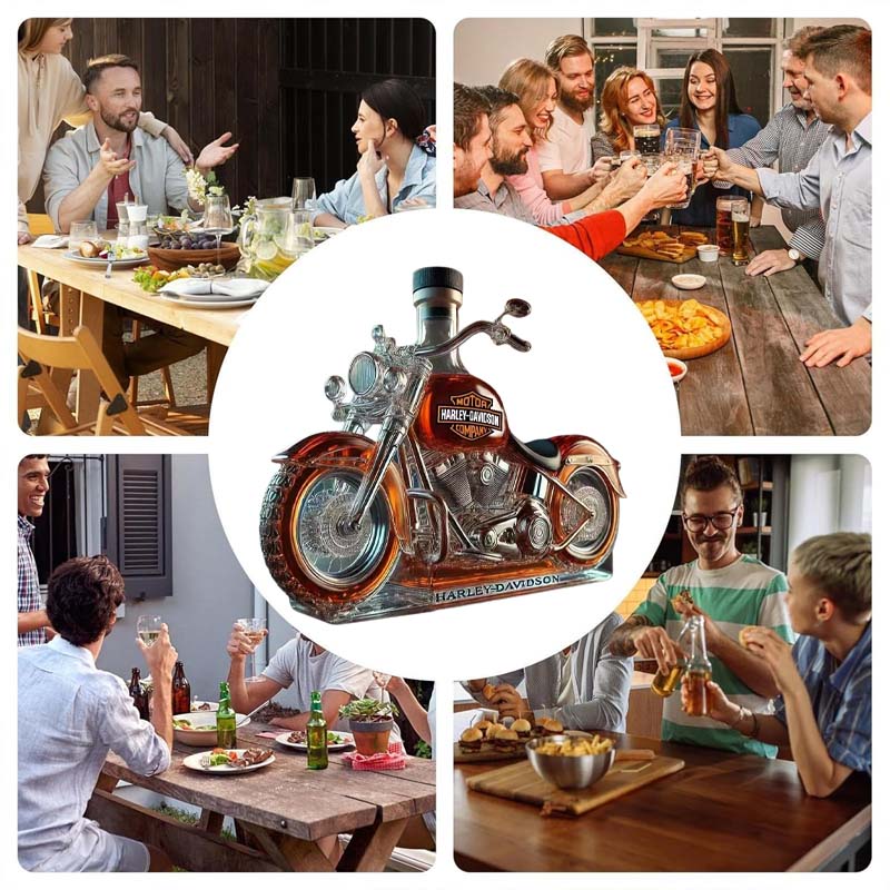 Botella de vidrio creativa en forma de motocicleta