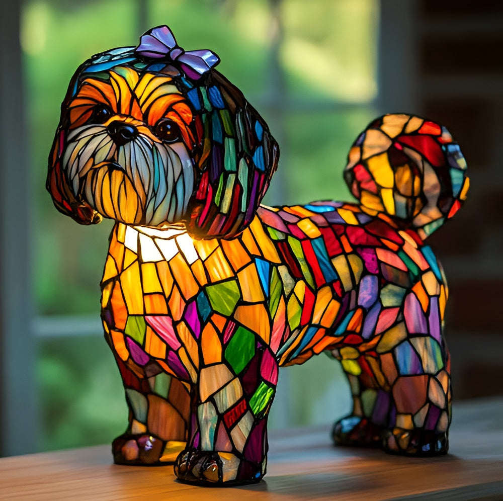 Mimine - Lámpara de perro de vidrio de colores mágicos