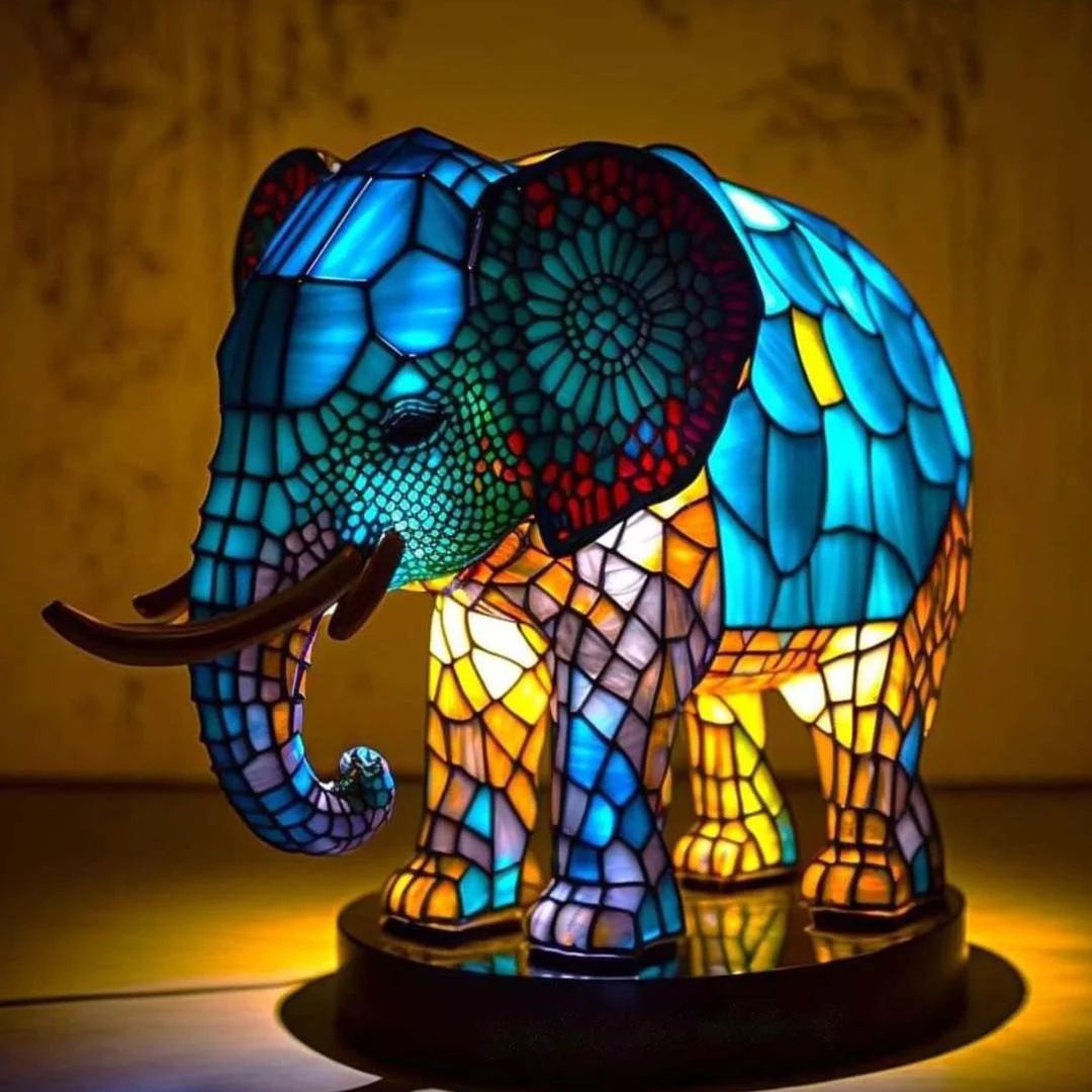 Nounours – Lámpara mágica de elefante de vidrio de colores