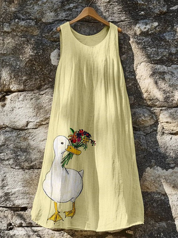 Vestido de Arte de Pato con Flor Lúdica