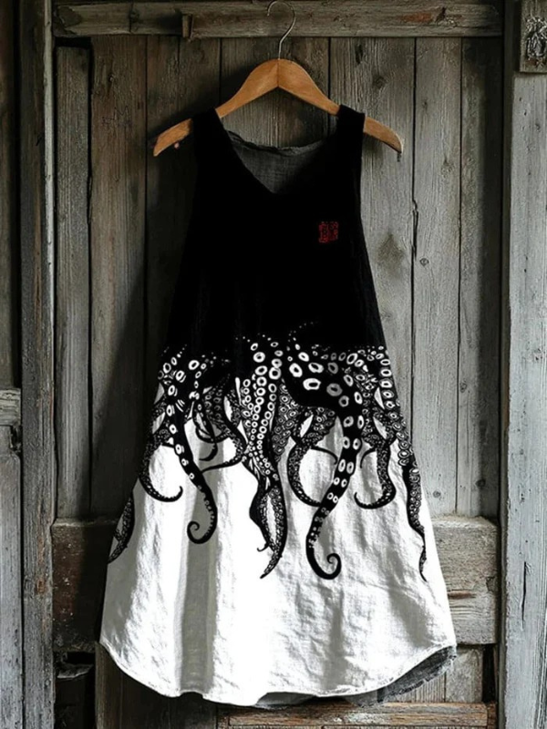 Vestido de Lino con Tentáculos de Pulpo
