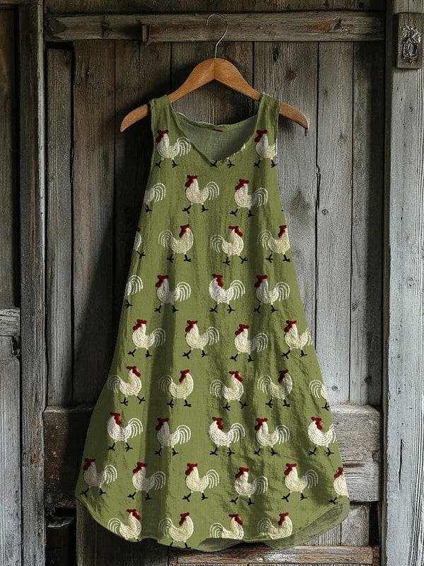 Vestido de Tirantes Rústico con Gallo