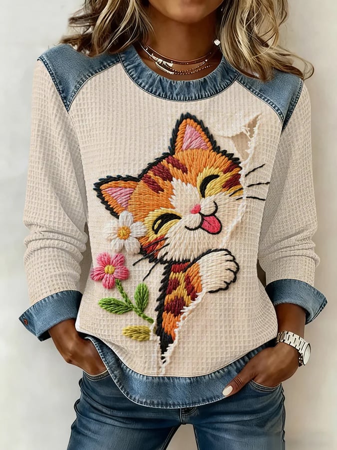 Rio - Sudadera Divertida y Linda con Estampado de Gato para Mujeres