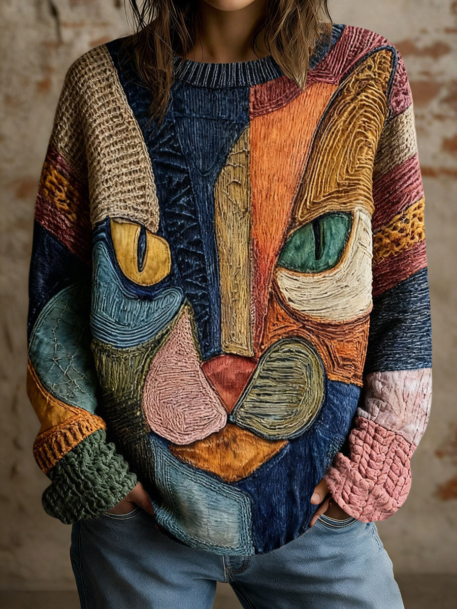 Isla - Camisetas de Arte Geométrico de Gato para Mujeres