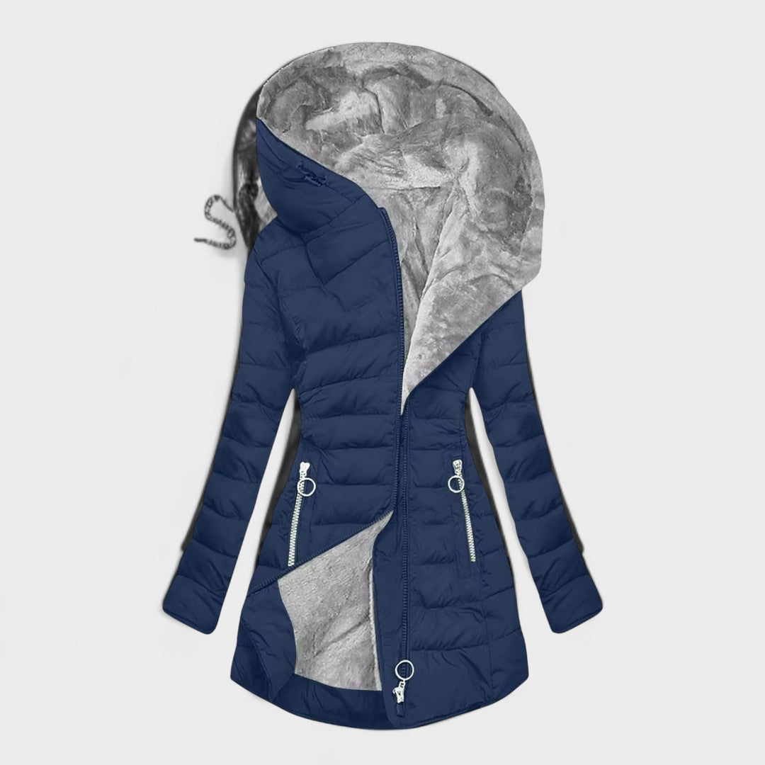 Beatrice™ | Abrigo cálido azul oscuro con forro de pelo