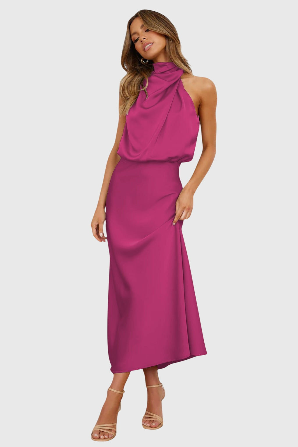 Ava™ | Vestido Halter de Satén Glamuroso