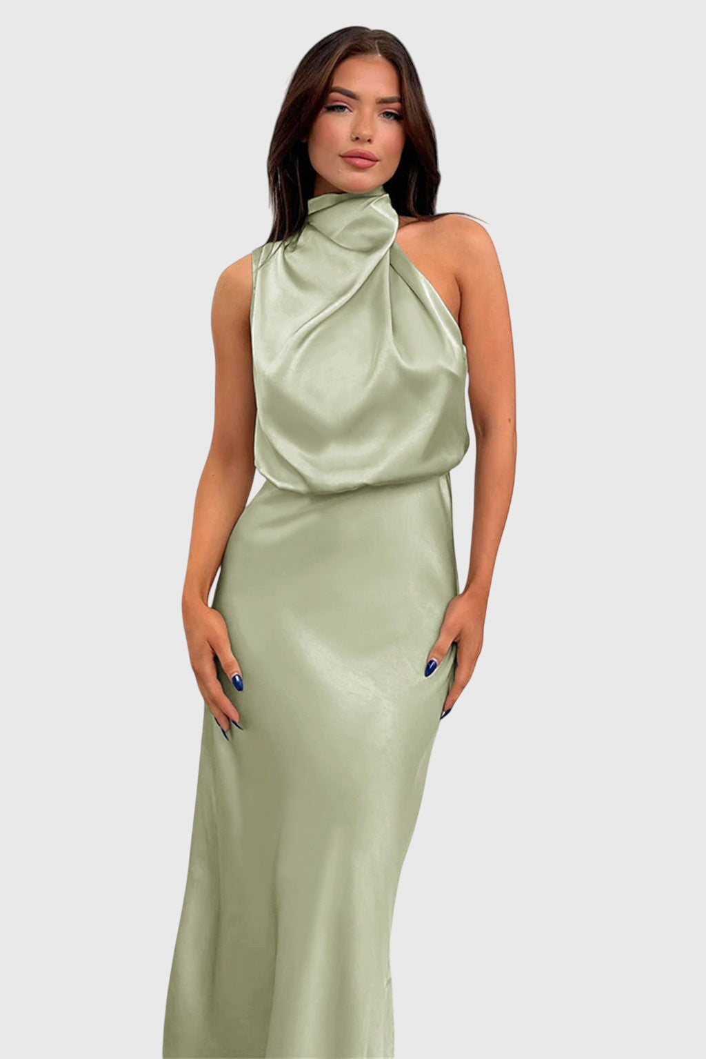 Ava™ | Vestido Halter de Satén Glamuroso