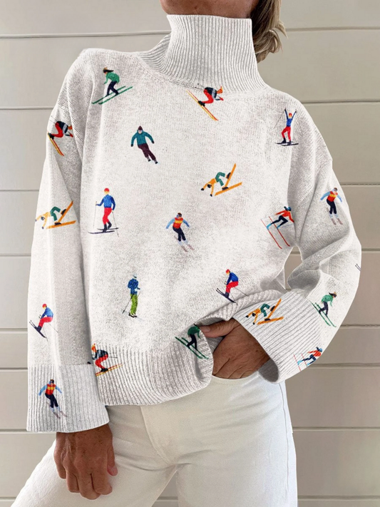 Hana - Suéter de invierno con estampado y cuello de punto