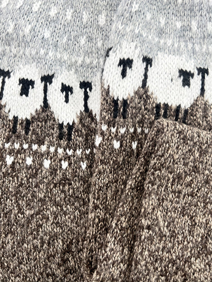 Nórdico - Suéter de invierno elegante con patrón jacquard de ovejas