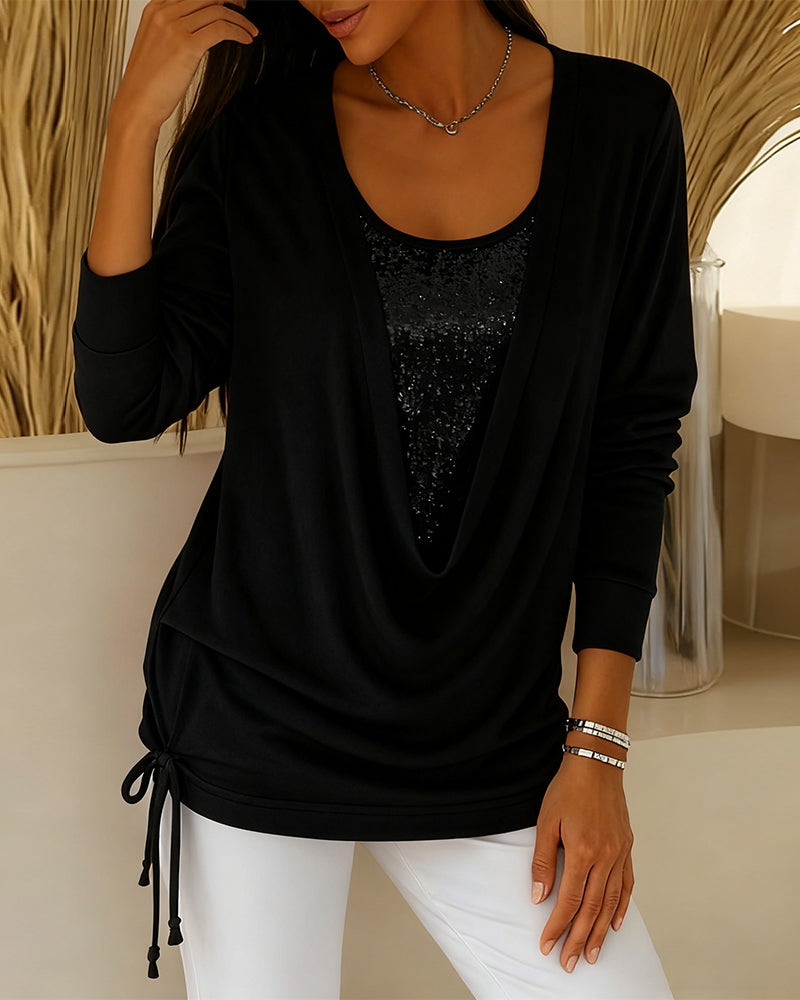 Nari - Efecto Top de Lentejuelas Bicolor Dos en Uno