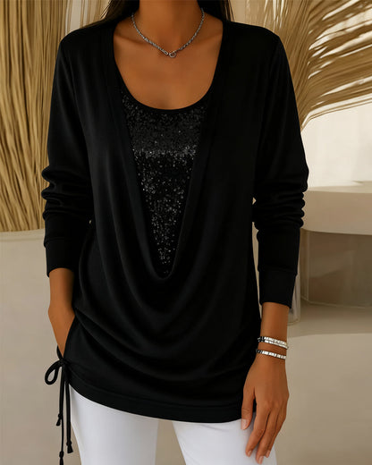 Nari - Efecto Top de Lentejuelas Bicolor Dos en Uno