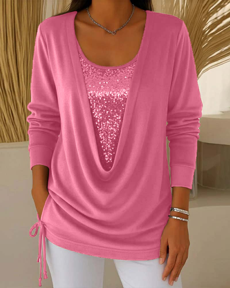 Nari - Efecto Top de Lentejuelas Bicolor Dos en Uno