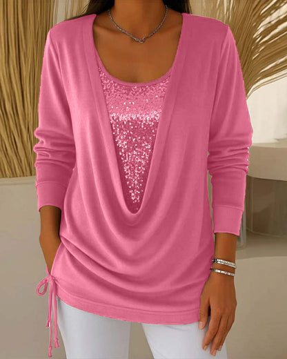 Nari - Efecto Top de Lentejuelas Bicolor Dos en Uno