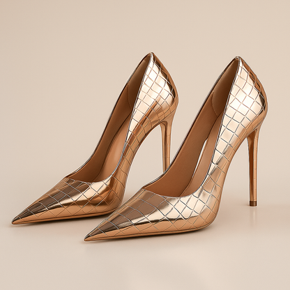 Noir Éclat™ – Tacones de Cocodrilo Esculpidos