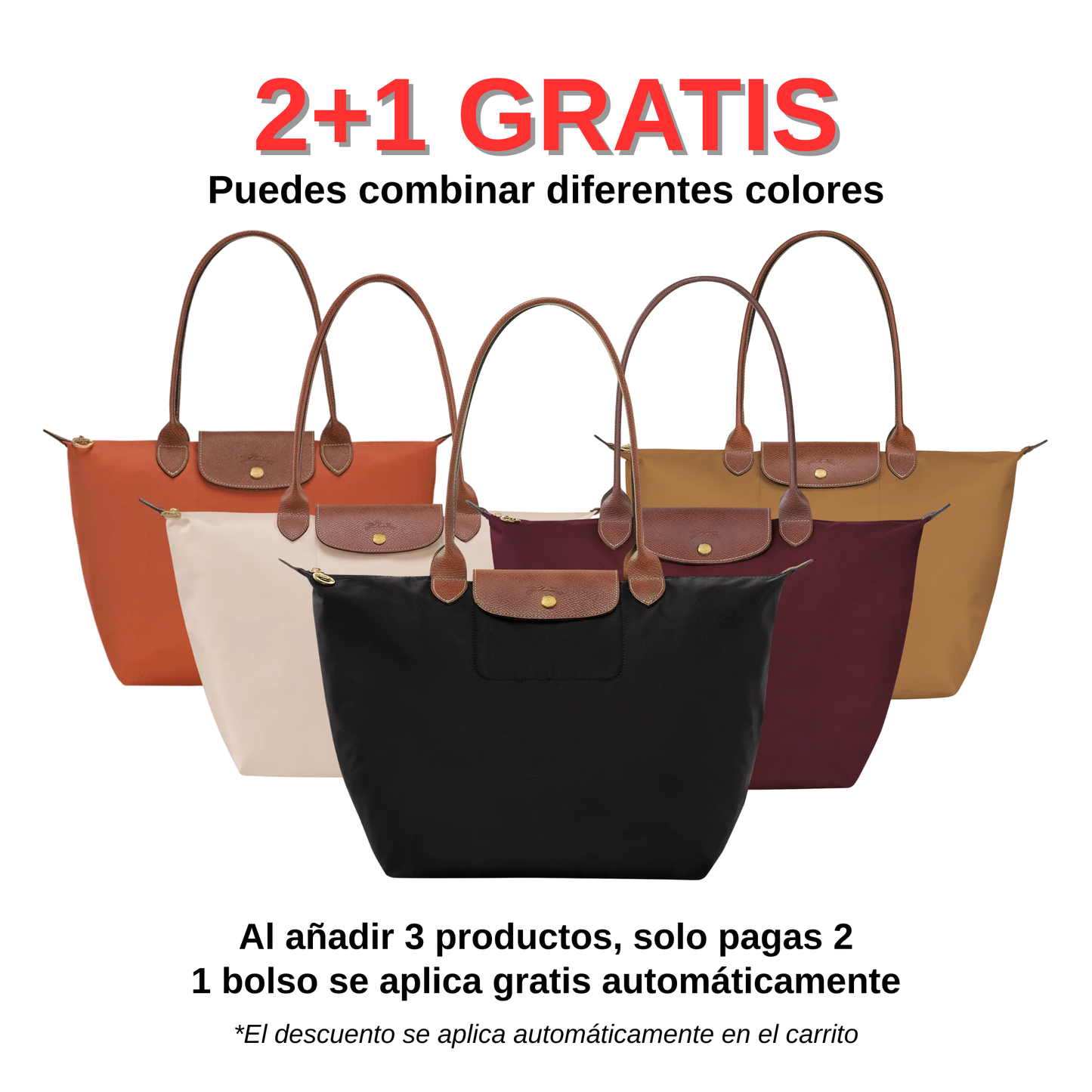 Bolsa Tote Le Pliage Grande (2+1 gratis)
