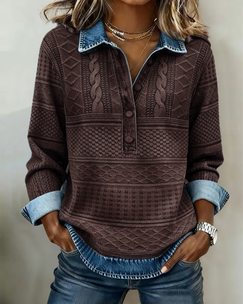 Claire | Sudadera de moda con medio botón y cuello