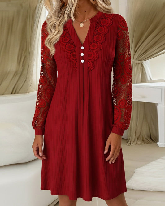 Gabriela - Vestido de Patchwork de Encaje con Escote en V