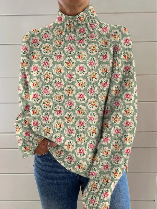 Jana - Suéter de punto para mujer con hermoso estampado floral