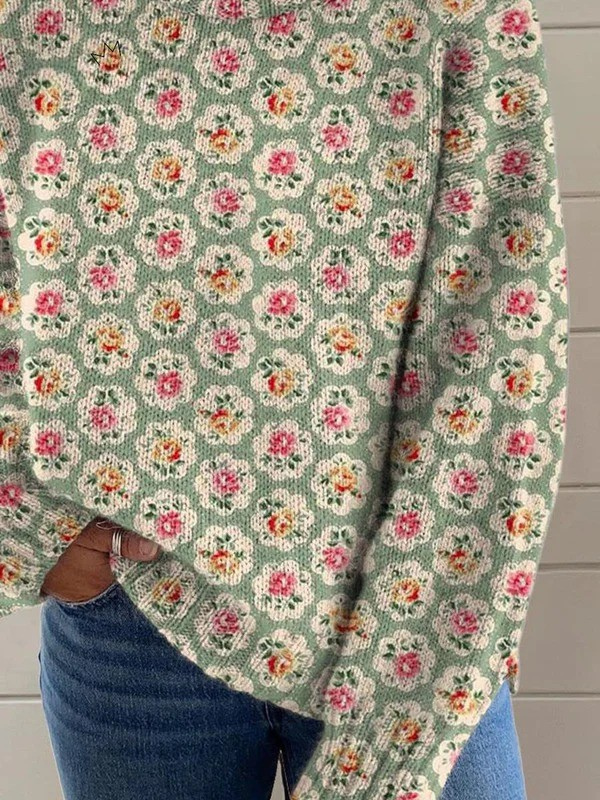 Jana - Suéter de punto para mujer con hermoso estampado floral