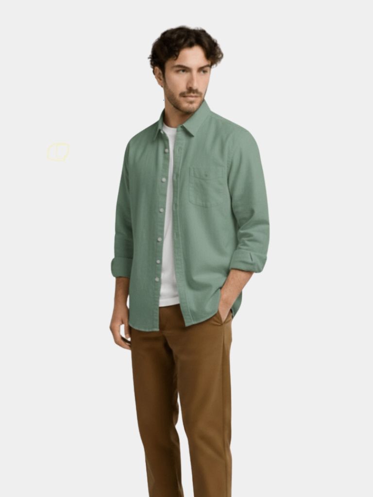 Camisa de Lino Esencial de Manga Larga