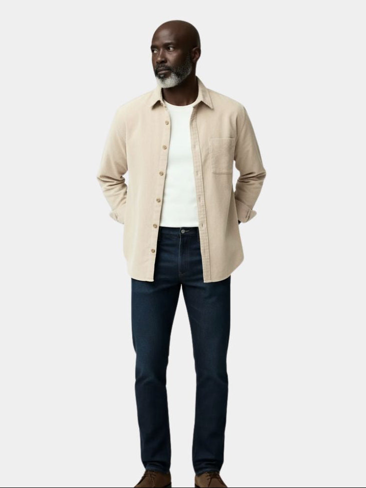 Camisa de Pana Sólida Casual