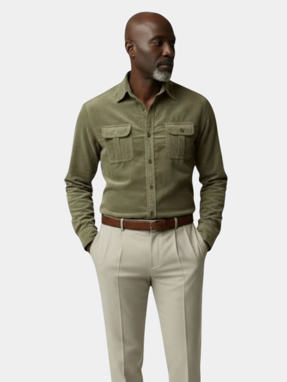 Camisa de Corduroy Casual para Negocios