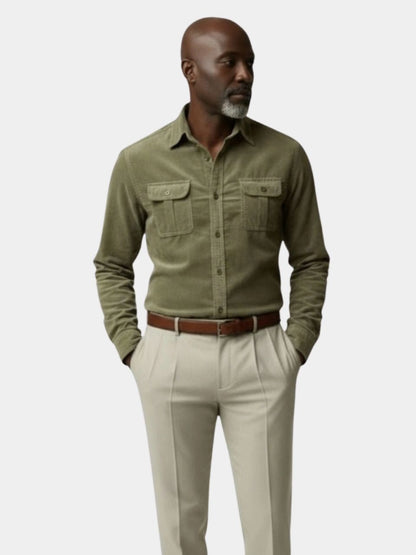 Camisa de Corduroy Casual para Negocios