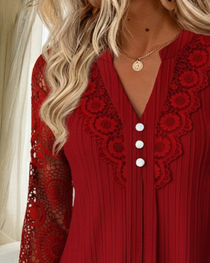 Gabriela - Vestido de Patchwork de Encaje con Escote en V