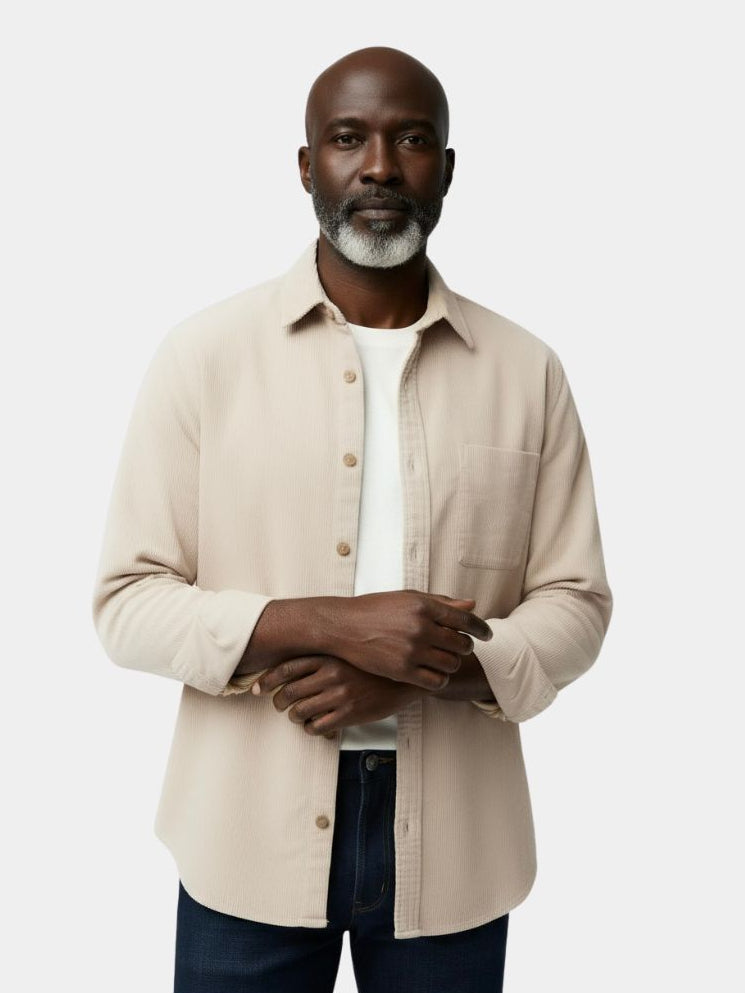 Camisa de Pana Sólida Casual