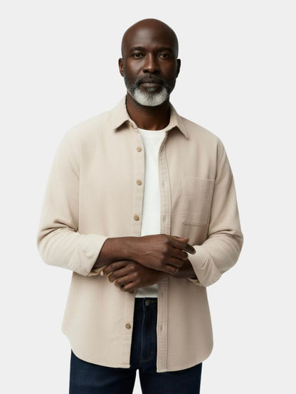 Camisa de Pana Sólida Casual