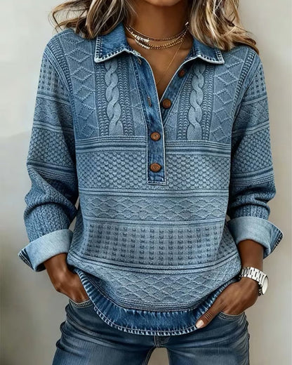 Claire | Sudadera de moda con medio botón y cuello