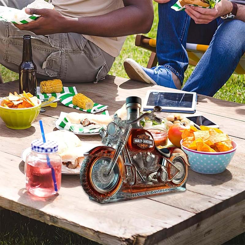 Botella de vidrio creativa en forma de motocicleta