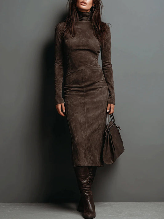 Lorena ║ Vestido midi largo marrón