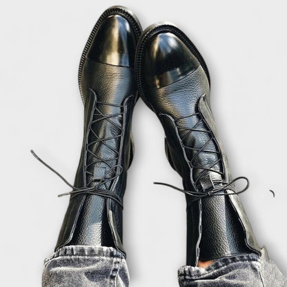 Gabriela | Botas De Cuero Sintético Negro De Alta Calidad