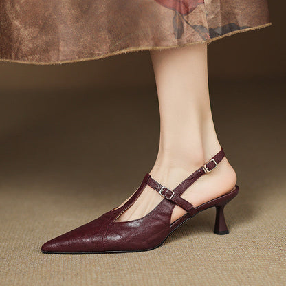 Tacones Altos de Cuero Noir Auténtico