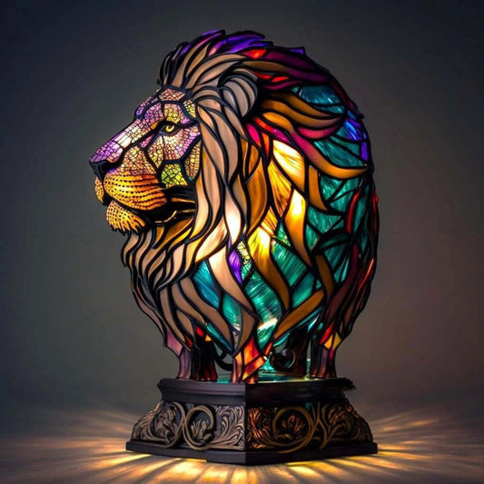 Minette – Lámpara mágica de león de vidrio de colores