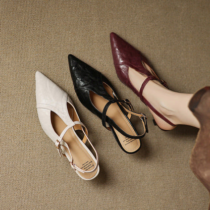 Tacones Altos de Cuero Noir Auténtico