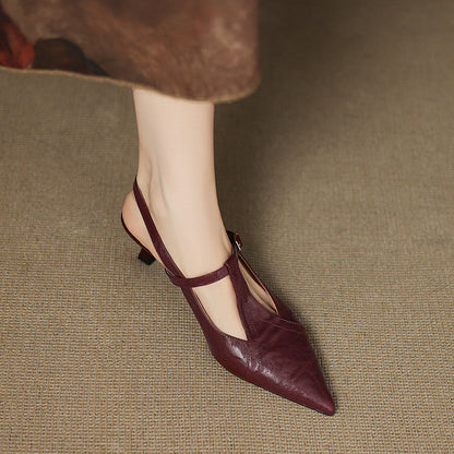 Tacones Altos de Cuero Noir Auténtico