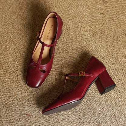 Elora Tacones Altos de Cuero Auténtico