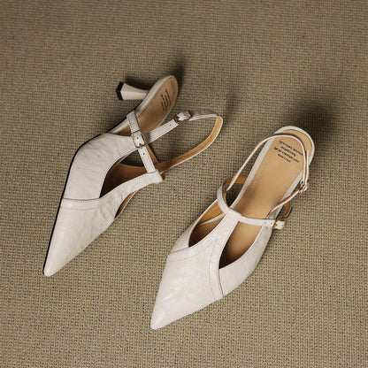 Tacones Altos de Cuero Noir Auténtico