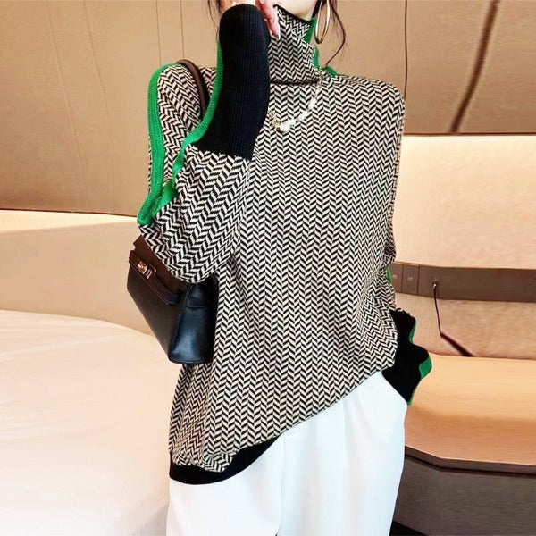 Iria | Suéter de cuello alto con rayas a contraste