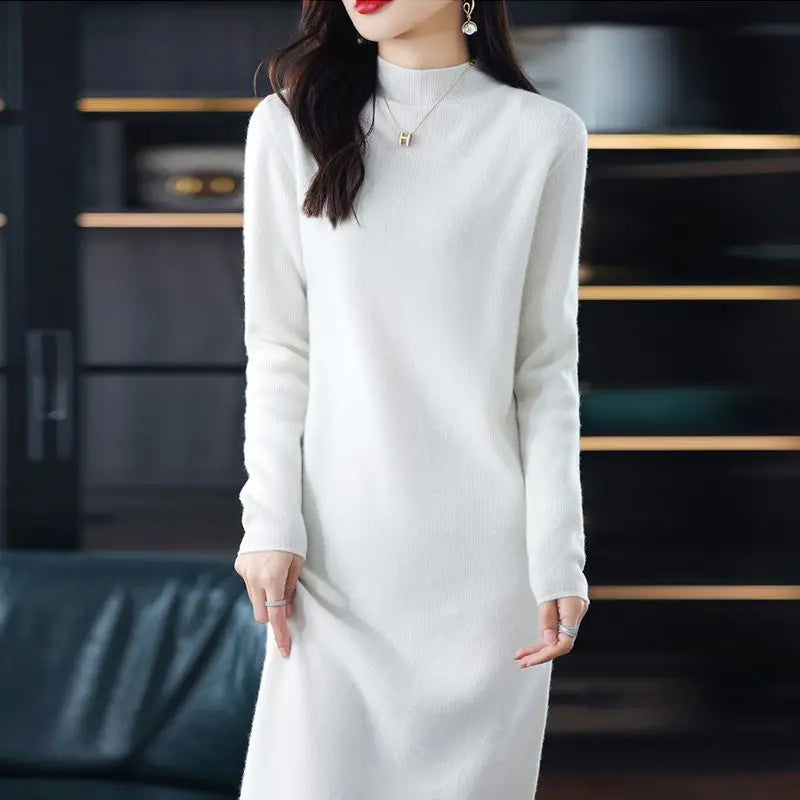 Lucía | Vestido Gris Largo de Algodón Cálido, Suave e Ideal para la Noche