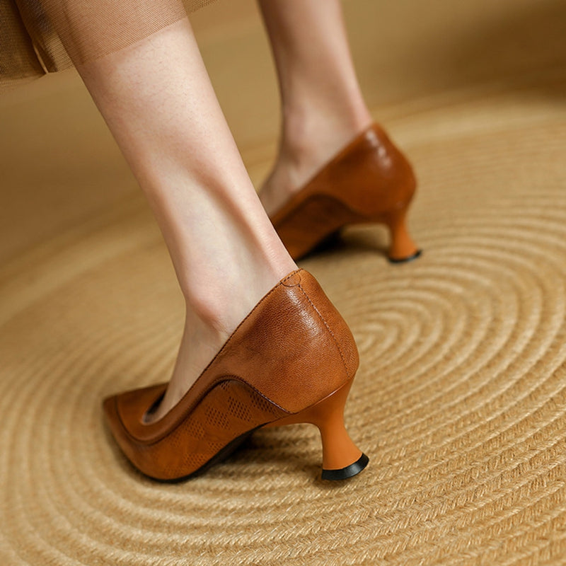 Zapatos de Tacón Alto de Cuero Auténtico Belle