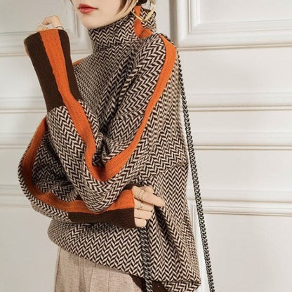 Eleanor | Suéter de Cuello Alto de Pata de Gallo Luxe