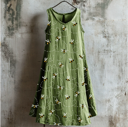 Vestido Sin Mangas Honeybee Meadow Verde