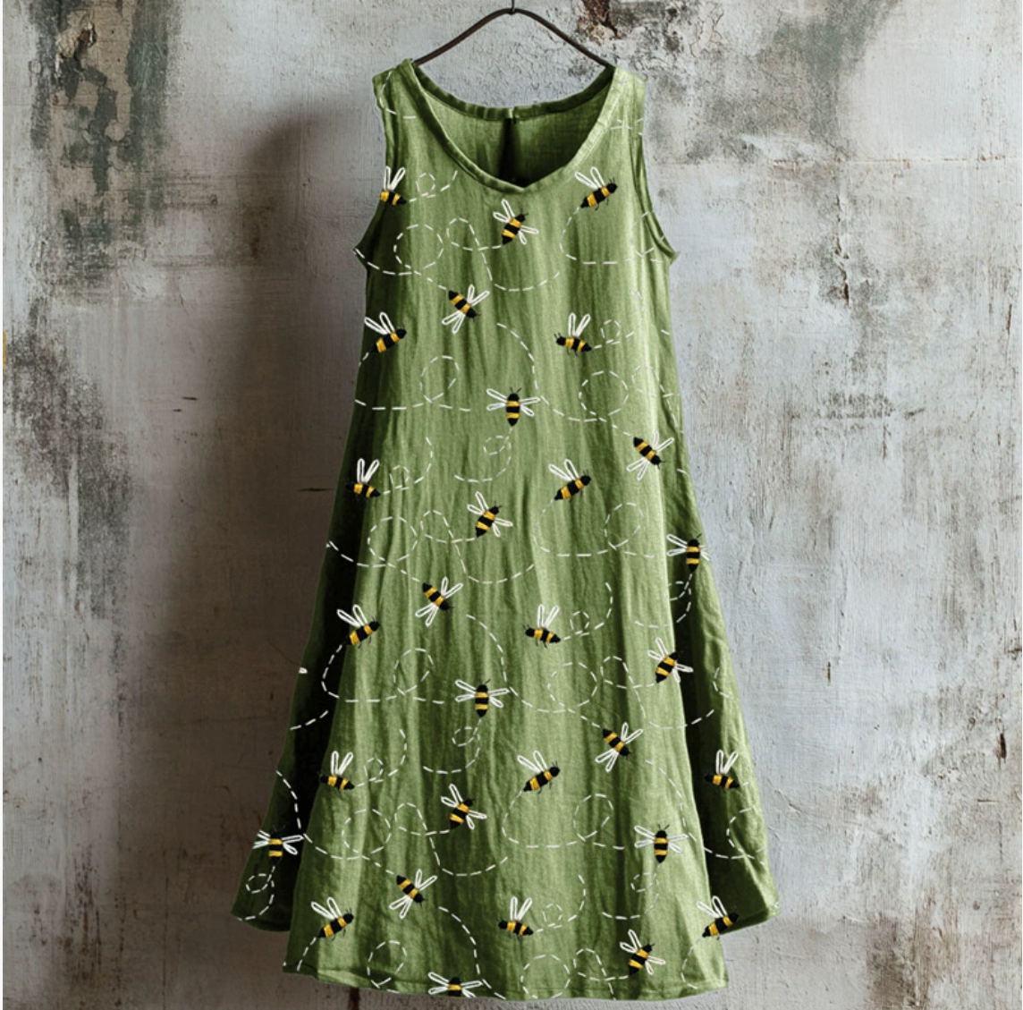 Vestido Sin Mangas Honeybee Meadow Verde